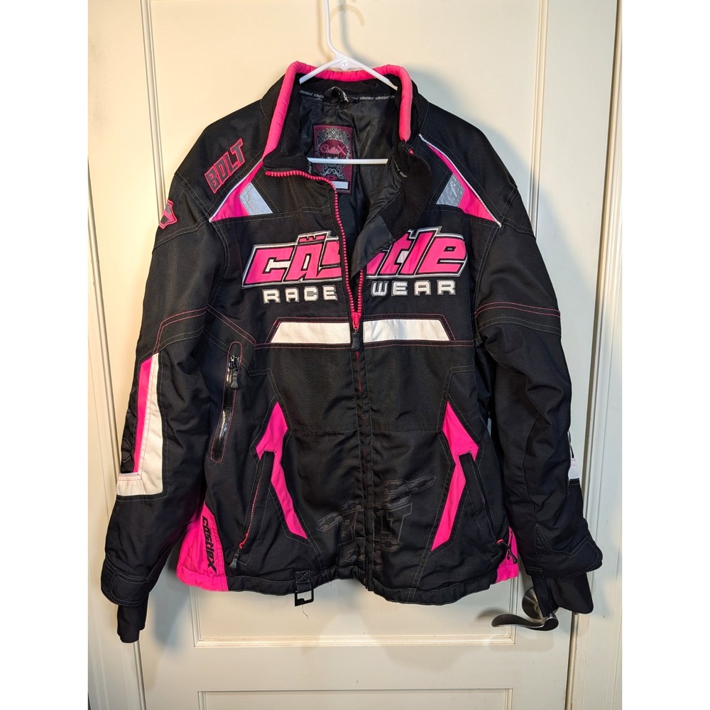 Castle X Women's Bolt Black/Pink Full Zip Snowmobile Jacket Size XXL